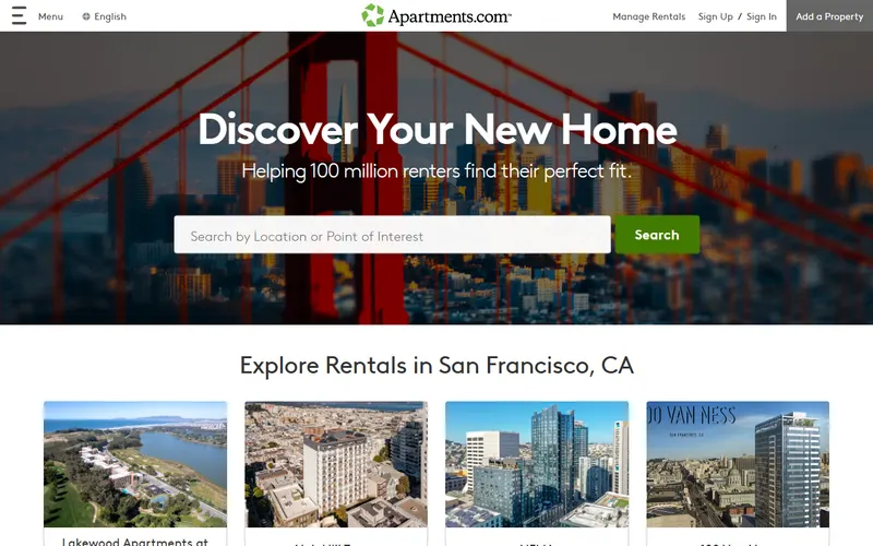 Apartments.com rental marketplace homepage