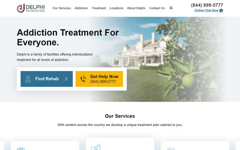 Delphi Health Group treatment network homepage