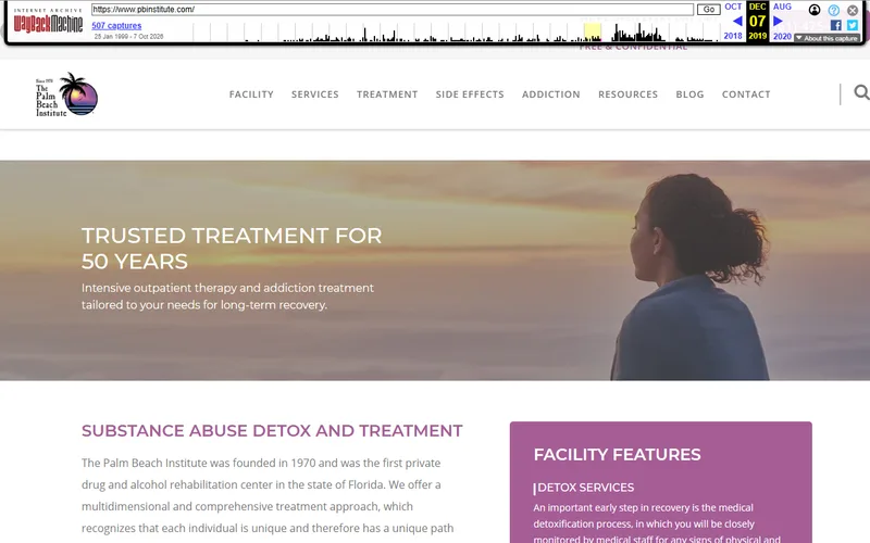 Archived Palm Beach Institute addiction treatment homepage