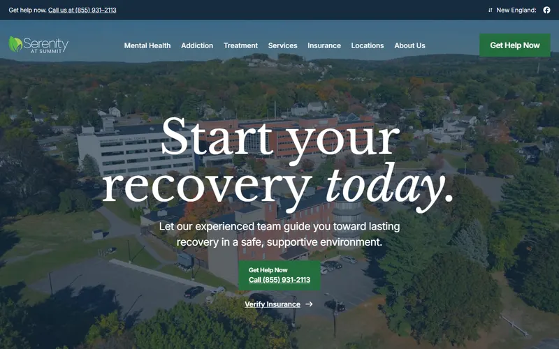 Serenity at Summit treatment center homepage