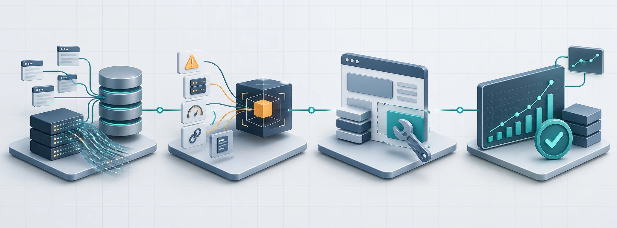 Technical SEO process from crawl and log evidence through diagnosis, implementation, and validation