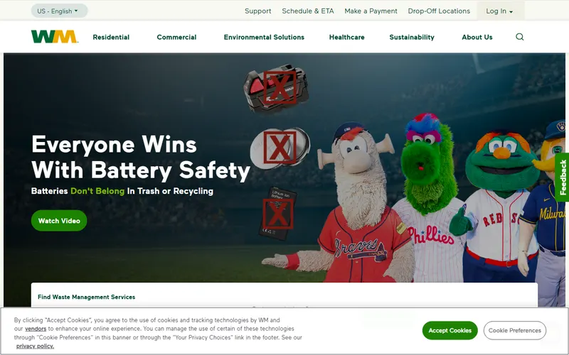 Waste Management services homepage